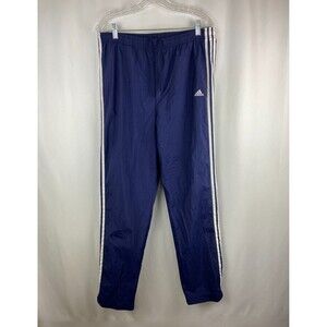 Adidas Men's M Track Pants Baggy Blue 3 Stripes Nylon Drawstring Lightweight Run